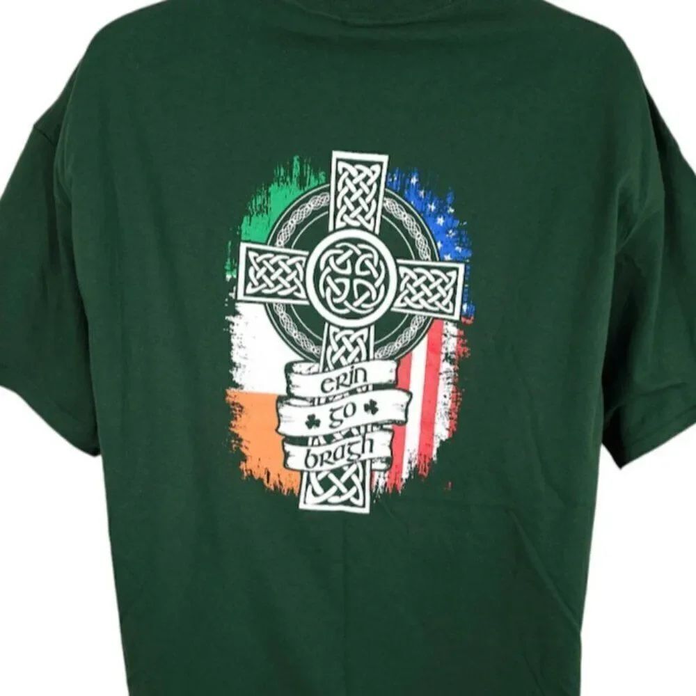 Erin Go Bragh T Shirt Mens Size XL Green Ireland Forever Irish Celtic Cross